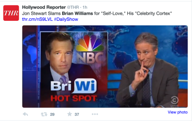 Click on image to see Jon Stewart's report on Brian WIlliams, who is a friend of The Daily Show.